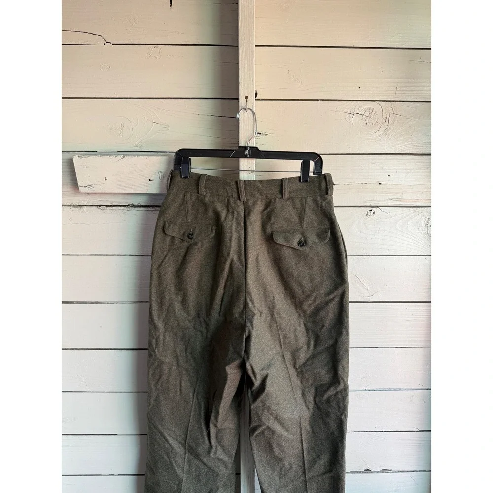 Vintage Military Wool Trousers Mens 32 Olive Drab Field Pants Straight Leg